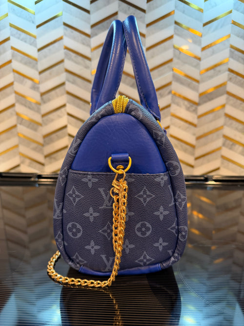 Blue & Gold Barrel Bag